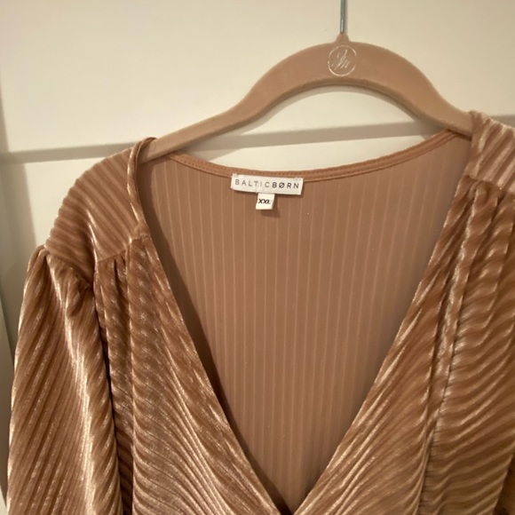 Baltic Born Andi Ribbed Velvet Wrap Dress (Champagne) - Picture 3 of 3